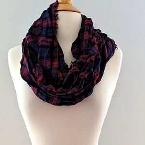 Purple Blue Plaid Tartan Infinity Loop Scarf